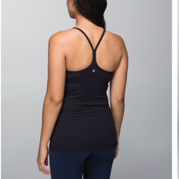 Lululemon Power Y Perforated Racerback Luon Athletic Tank Top Shine Dot Black - Picture 3 of 4